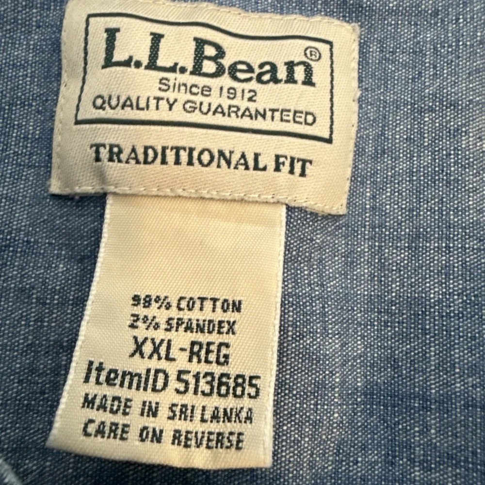 LL Bean Traditional Fit Denim Short Sleeve Button Down XXL-Regular